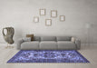 Machine Washable Persian Blue Traditional Rug in a Living Room, wshtr2344blu