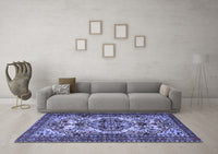 Machine Washable Persian Blue Traditional Rug, wshtr2344blu