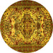 Round Persian Yellow Traditional Rug, tr2344yw