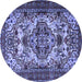 Round Machine Washable Persian Blue Traditional Rug, wshtr2344blu