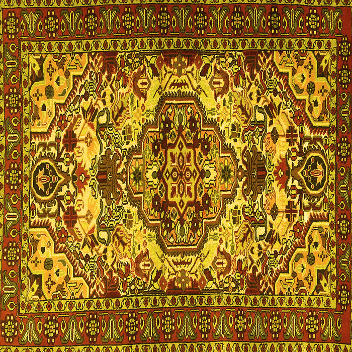 Square Machine Washable Persian Yellow Traditional Rug, wshtr2344yw