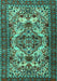 Machine Washable Persian Turquoise Traditional Area Rugs, wshtr2344turq