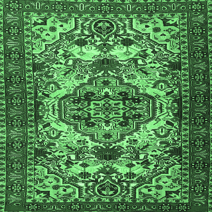 Square Machine Washable Persian Emerald Green Traditional Area Rugs, wshtr2344emgrn