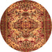 Machine Washable Persian Orange Traditional Area Rugs, wshtr2344org