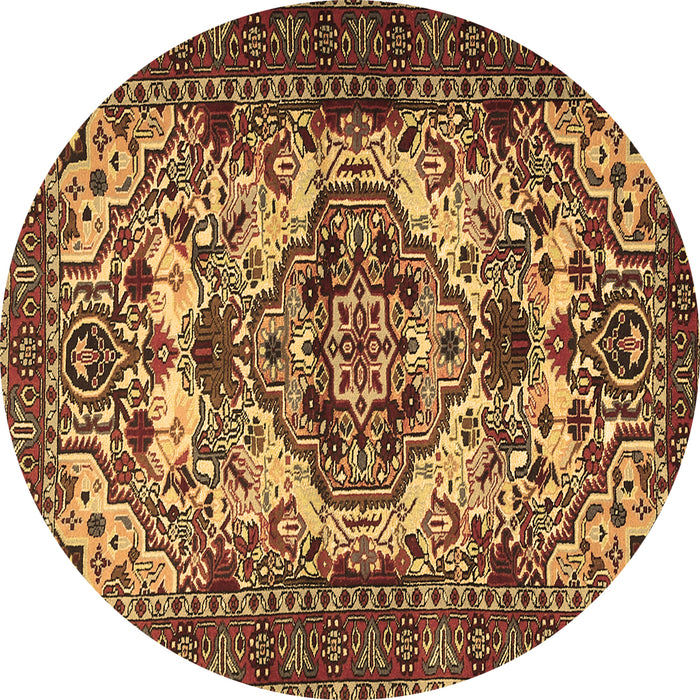 Round Persian Brown Traditional Rug, tr2344brn