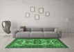 Machine Washable Persian Emerald Green Traditional Area Rugs in a Living Room,, wshtr2344emgrn