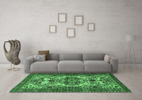 Machine Washable Persian Emerald Green Traditional Rug, wshtr2344emgrn