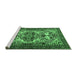 Sideview of Machine Washable Persian Emerald Green Traditional Area Rugs, wshtr2344emgrn