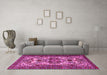 Machine Washable Persian Pink Traditional Rug in a Living Room, wshtr2344pnk