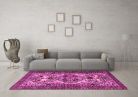 Machine Washable Persian Pink Traditional Rug, wshtr2344pnk