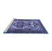 Sideview of Machine Washable Persian Blue Traditional Rug, wshtr2344blu