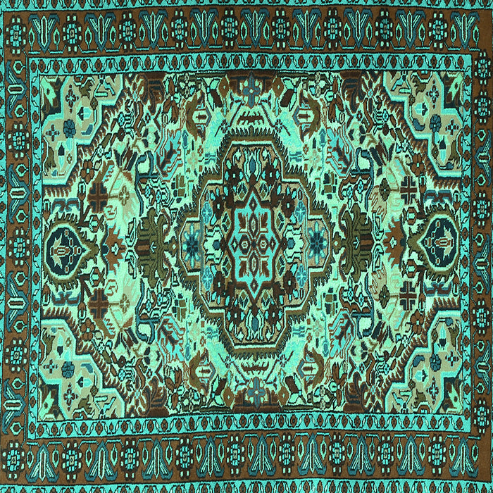 Square Persian Turquoise Traditional Rug, tr2344turq