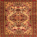 Round Machine Washable Persian Orange Traditional Area Rugs, wshtr2344org