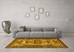 Machine Washable Persian Yellow Traditional Rug in a Living Room, wshtr2344yw