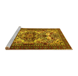 Sideview of Machine Washable Persian Yellow Traditional Rug, wshtr2344yw