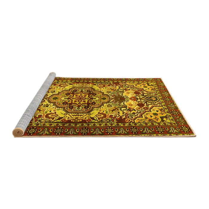Sideview of Machine Washable Persian Yellow Traditional Rug, wshtr2344yw