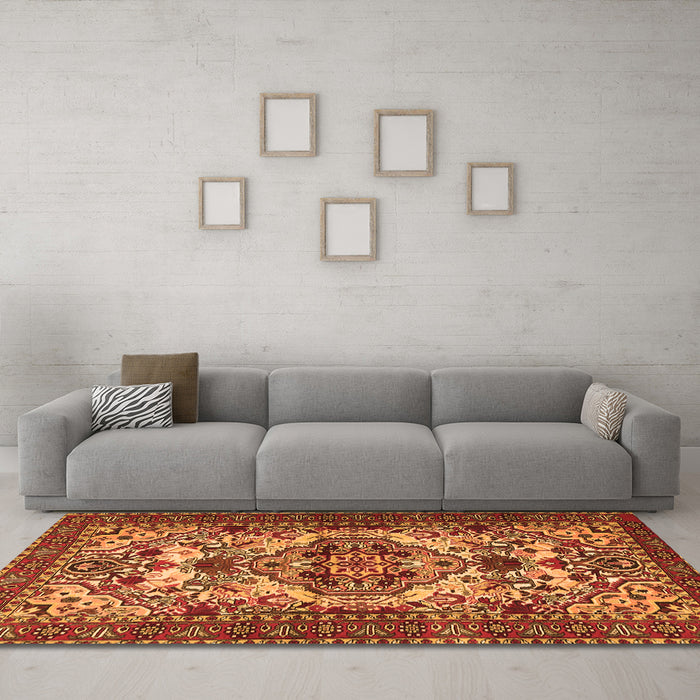 Machine Washable Persian Orange Traditional Area Rugs in a Living Room, wshtr2344org