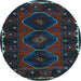 Round Machine Washable Persian Light Blue Traditional Rug, wshtr2345lblu