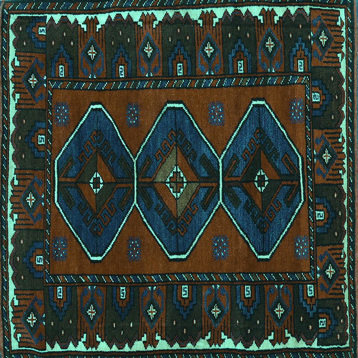 Square Machine Washable Persian Turquoise Traditional Area Rugs, wshtr2345turq