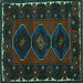 Square Machine Washable Persian Turquoise Traditional Area Rugs, wshtr2345turq