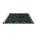 Sideview of Machine Washable Persian Turquoise Traditional Area Rugs, wshtr2345turq