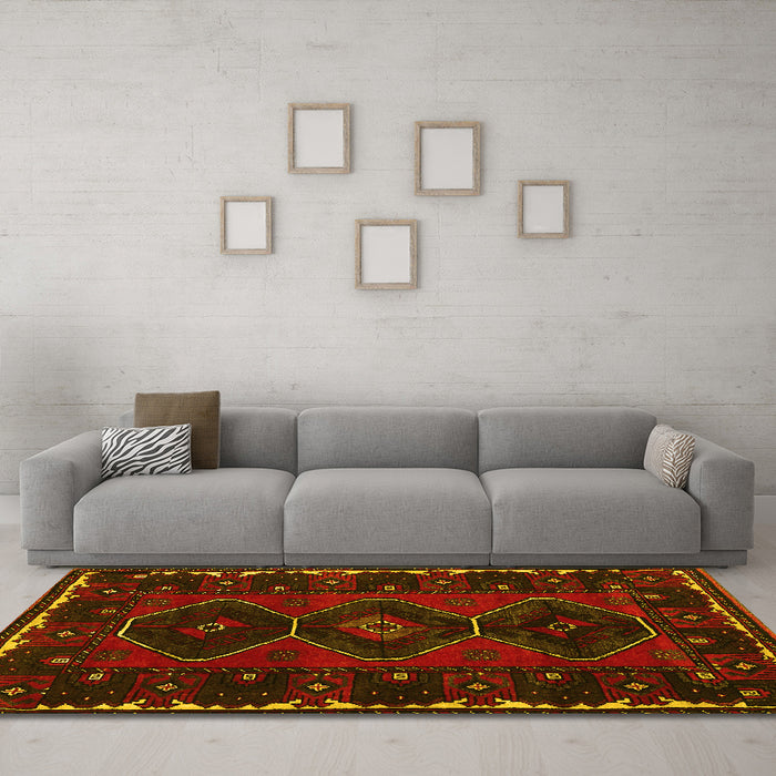 Machine Washable Persian Yellow Traditional Rug in a Living Room, wshtr2345yw