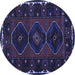 Round Persian Blue Traditional Rug, tr2345blu