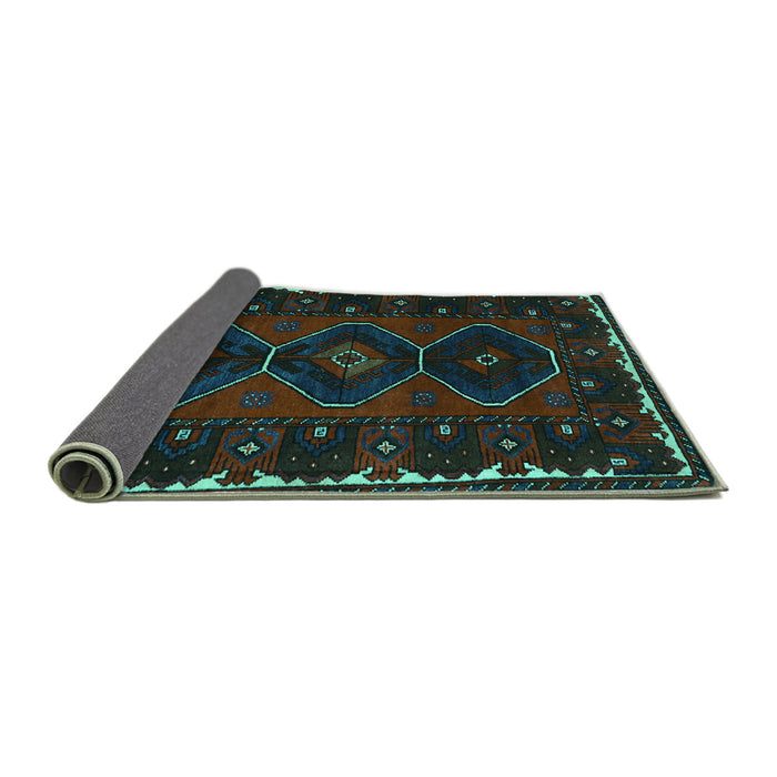 Sideview of Persian Turquoise Traditional Rug, tr2345turq