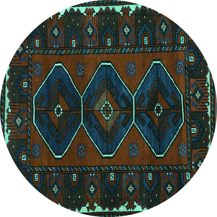 Round Persian Turquoise Traditional Rug, tr2345turq
