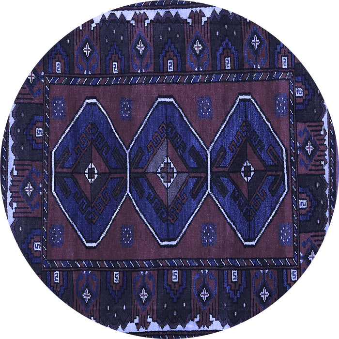 Round Machine Washable Persian Blue Traditional Rug, wshtr2345blu