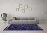 Machine Washable Persian Blue Traditional Rug, wshtr2345blu