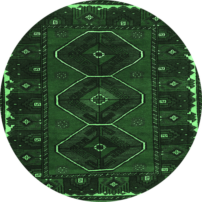 Round Machine Washable Persian Emerald Green Traditional Area Rugs, wshtr2345emgrn