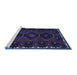 Sideview of Machine Washable Persian Blue Traditional Rug, wshtr2345blu