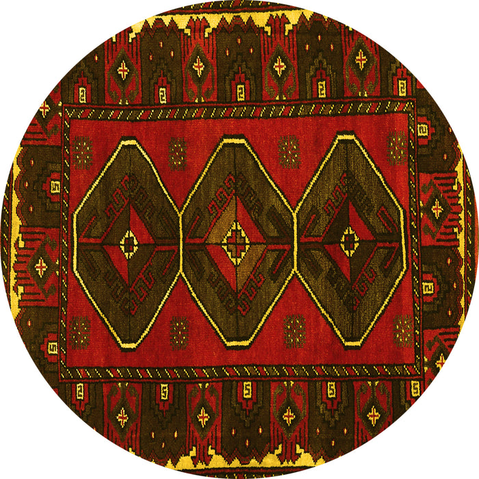 Round Machine Washable Persian Yellow Traditional Rug, wshtr2345yw