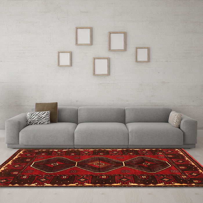 Machine Washable Persian Orange Traditional Area Rugs in a Living Room, wshtr2345org