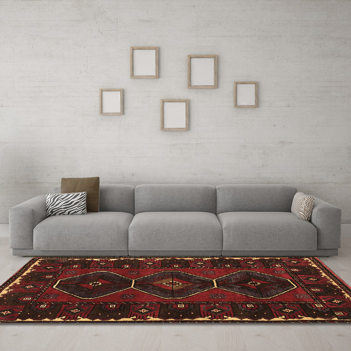 Machine Washable Persian Brown Traditional Rug in a Living Room,, wshtr2345brn