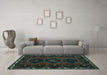 Machine Washable Persian Turquoise Traditional Area Rugs in a Living Room,, wshtr2345turq