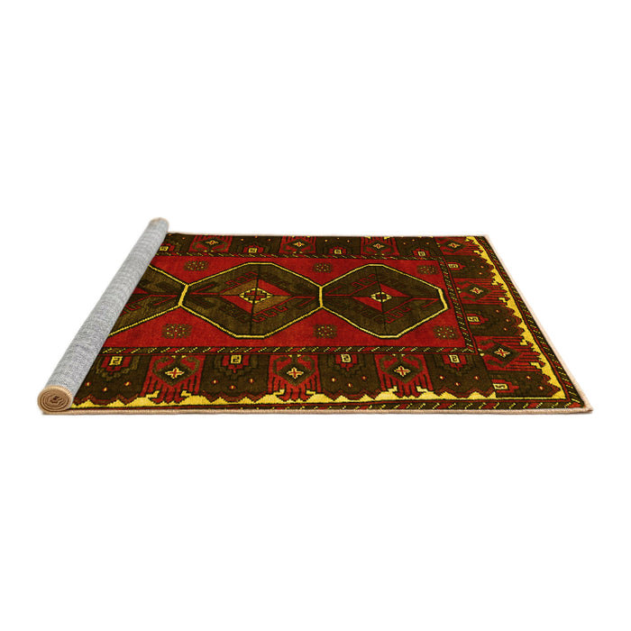 Sideview of Machine Washable Persian Yellow Traditional Rug, wshtr2345yw