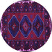 Round Persian Purple Traditional Rug, tr2345pur