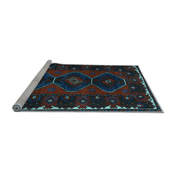 Sideview of Machine Washable Persian Light Blue Traditional Rug, wshtr2345lblu