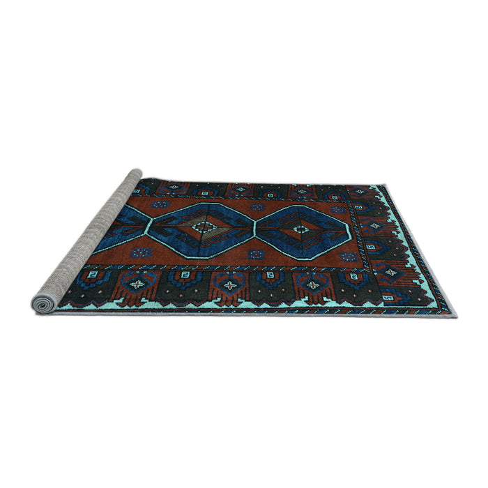 Sideview of Machine Washable Persian Light Blue Traditional Rug, wshtr2345lblu