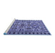 Sideview of Machine Washable Persian Blue Traditional Rug, wshtr2346blu