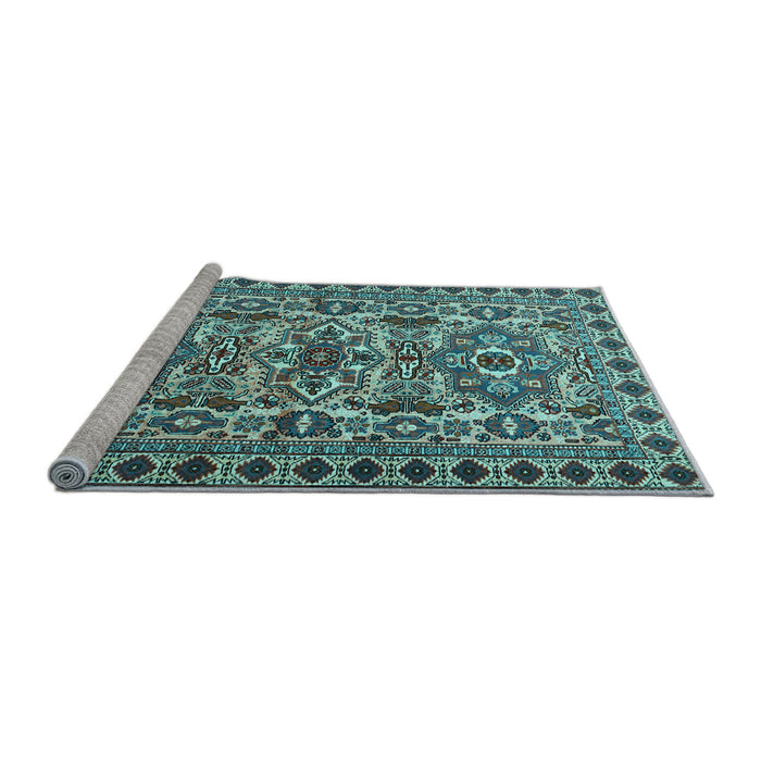 Sideview of Machine Washable Persian Light Blue Traditional Rug, wshtr2346lblu