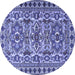 Round Machine Washable Persian Blue Traditional Rug, wshtr2346blu