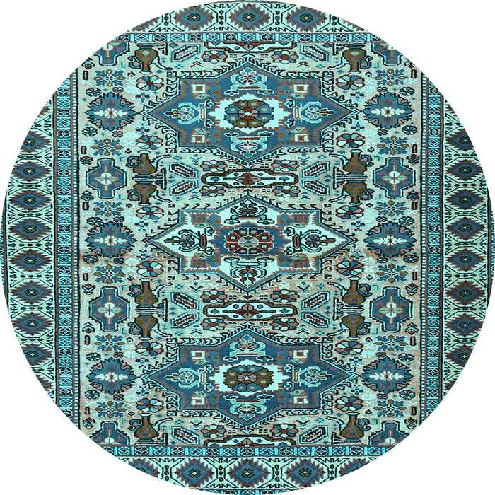 Round Persian Light Blue Traditional Rug, tr2346lblu