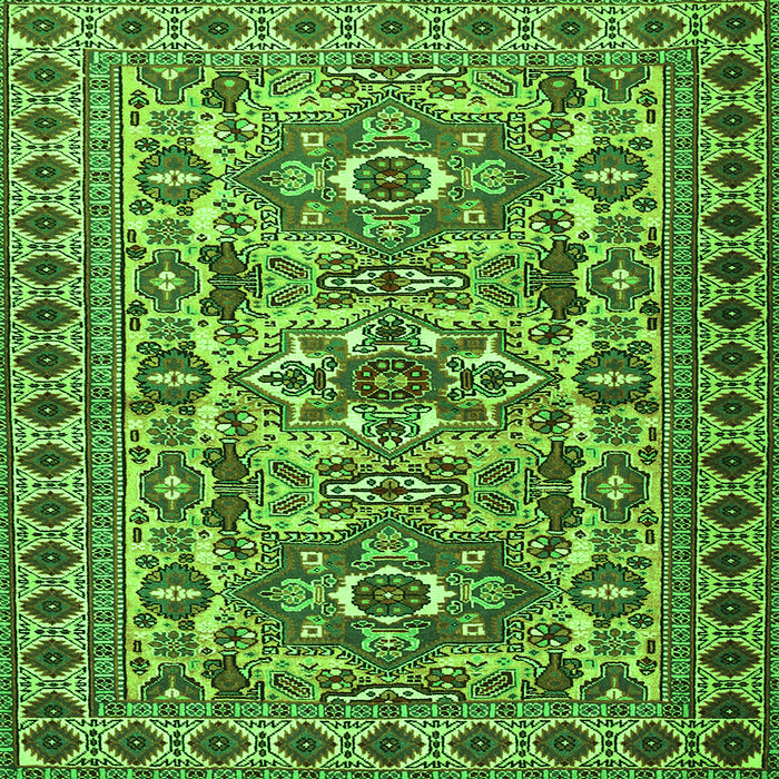Round Machine Washable Persian Green Traditional Area Rugs, wshtr2346grn