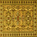 Square Machine Washable Persian Yellow Traditional Rug, wshtr2346yw