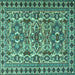 Square Machine Washable Persian Turquoise Traditional Area Rugs, wshtr2346turq