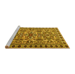 Sideview of Machine Washable Persian Yellow Traditional Rug, wshtr2346yw