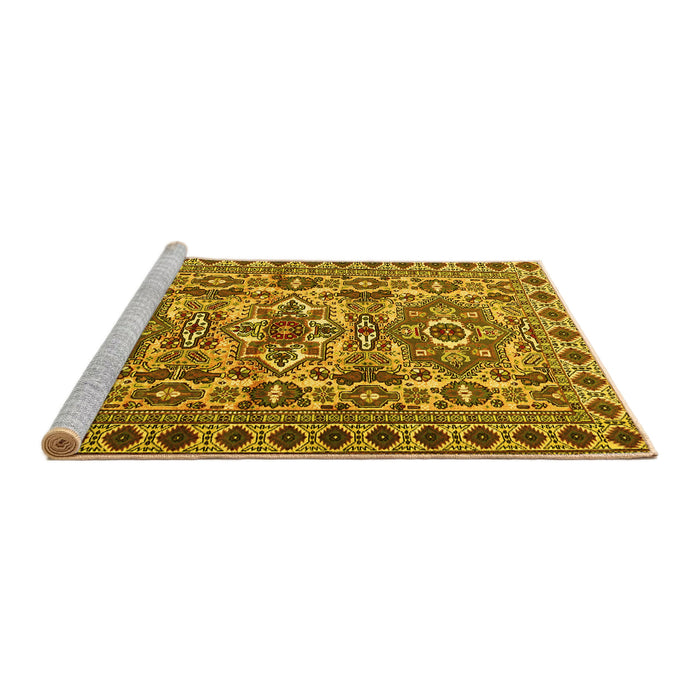 Sideview of Machine Washable Persian Yellow Traditional Rug, wshtr2346yw